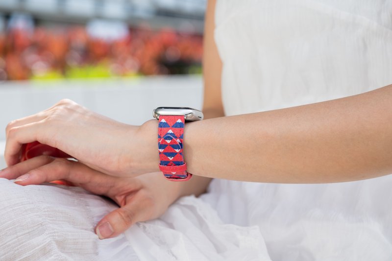 Jessenia Original Apple Watch 環保菠蘿皮錶帶 富士山圖案 - 錶帶 - 環保材質 紅色