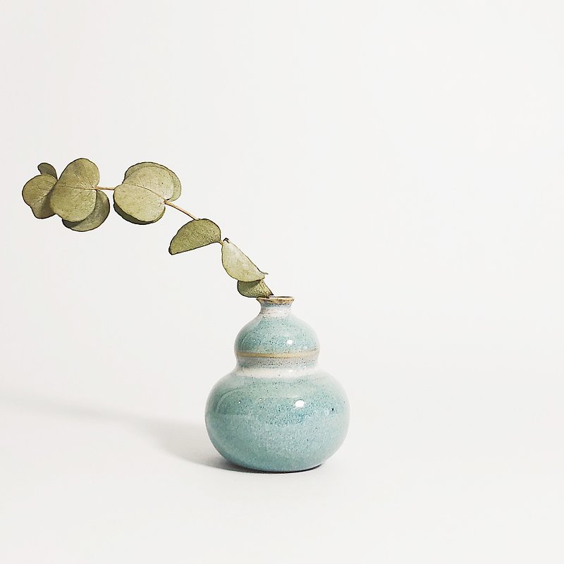 手作りセラミックミニフラワーひょうたん - エメラルドグリーン - 花瓶・植木鉢 - 磁器 グリーン