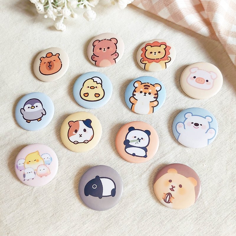 Soft Cute Animal Series | 32mm Round Badge | Pin Brooch - Brooches - Other Metals 