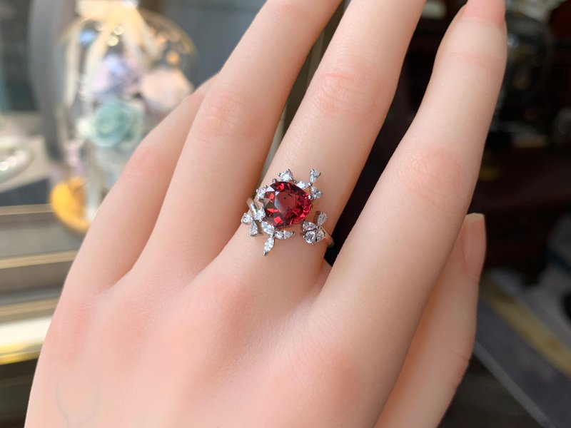 Smu| Stone/Design Ring|Natural Gemstone Ring - แหวนทั่วไป - เครื่องเพชรพลอย สีแดง