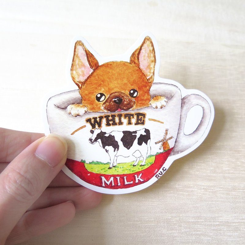 Dog Milk Tea Sticker - สติกเกอร์ - กระดาษ ขาว