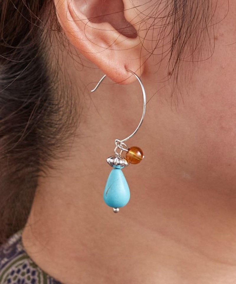 [Popular Pre-Order] Exotic Mysterious Turquoise Water Drop Drop Earrings (3 Colors) IARZ4304 - Earrings & Clip-ons - Other Materials 