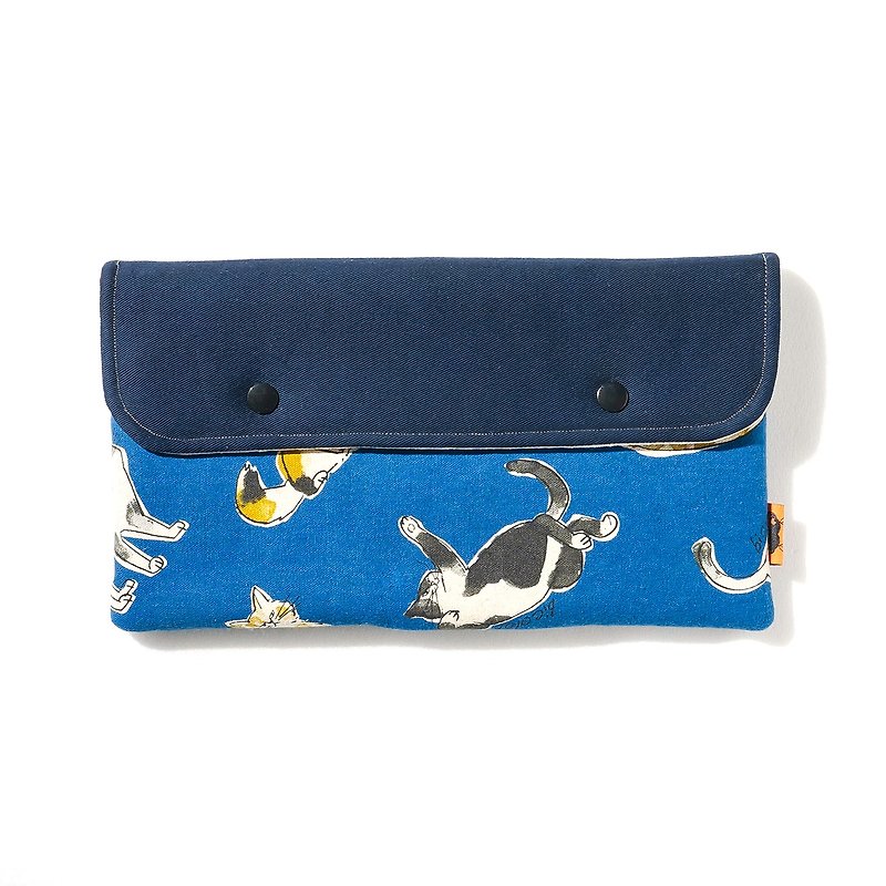 [Su Ground. Dawn】Switch Protective Bag-Cat (Blue) - Toiletry Bags & Pouches - Cotton & Hemp Blue