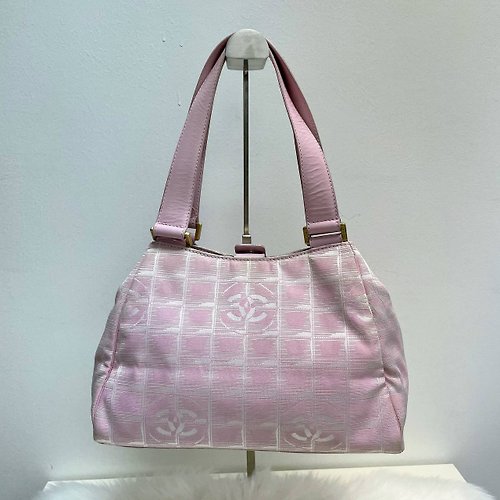 Chanel Travel Pink Nylon Leather Tote