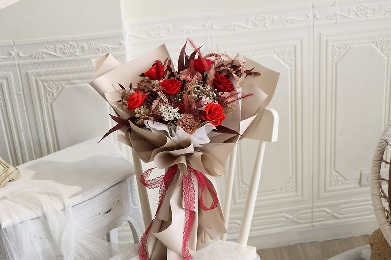 Unfading bouquet, immortal bouquet, proposal bouquet, dry bouquet, red rose birthday gift - Dried Flowers & Bouquets - Plants & Flowers Red