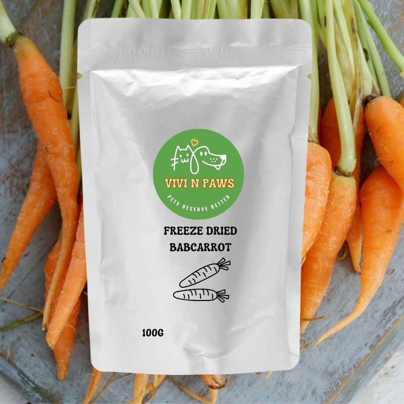 Freeze Dried mini Carrots for Pet Treats 100g - Snacks - Fresh Ingredients 