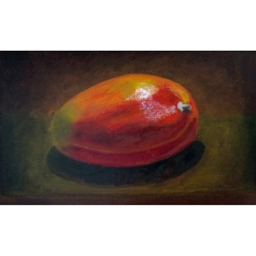 Nettleshipshop Mango Painting Fruit Original Art Dark Academia Oil Painting Food Still Life Art