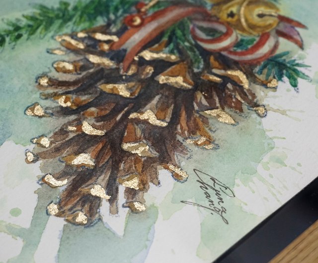 松ぼっくり油彩画 Melt paint and draw 【Watercolor technique】 Pine cone # 1