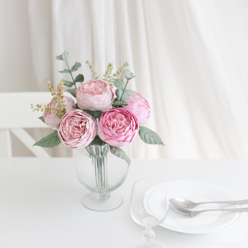 A BUNCH OF PINK PEONY - Flower Bunch for Decoration - 擺飾/家飾品 - 紙 粉紅色