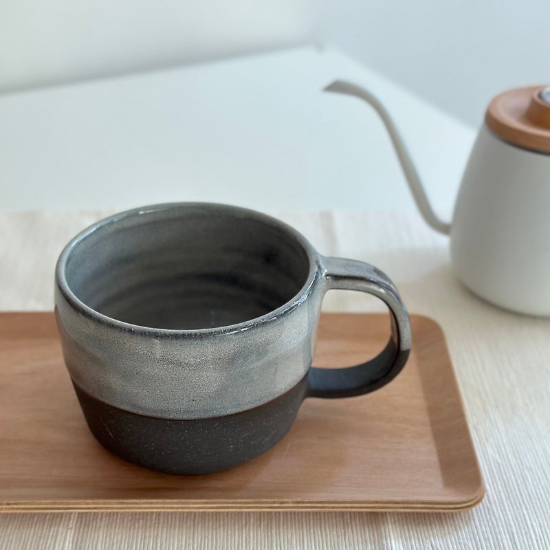 Pottery Mug / Coffee Cup - Shigaraki Black Soil with Gray Glaze - Cups - Pottery 