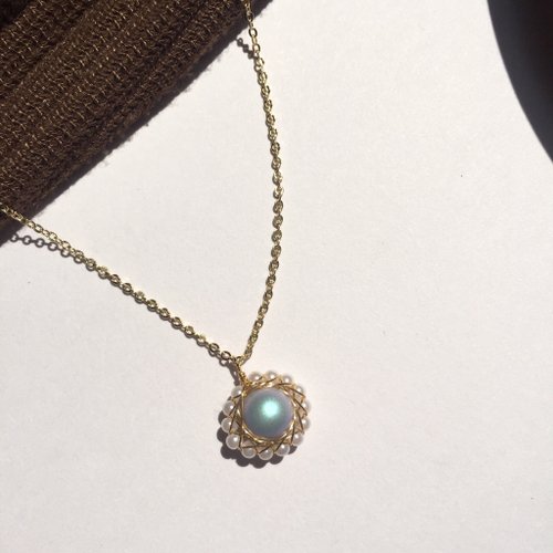 KAREN JEWELRY 14K包金 人魚藍纏繞珍珠項鍊 14KGF