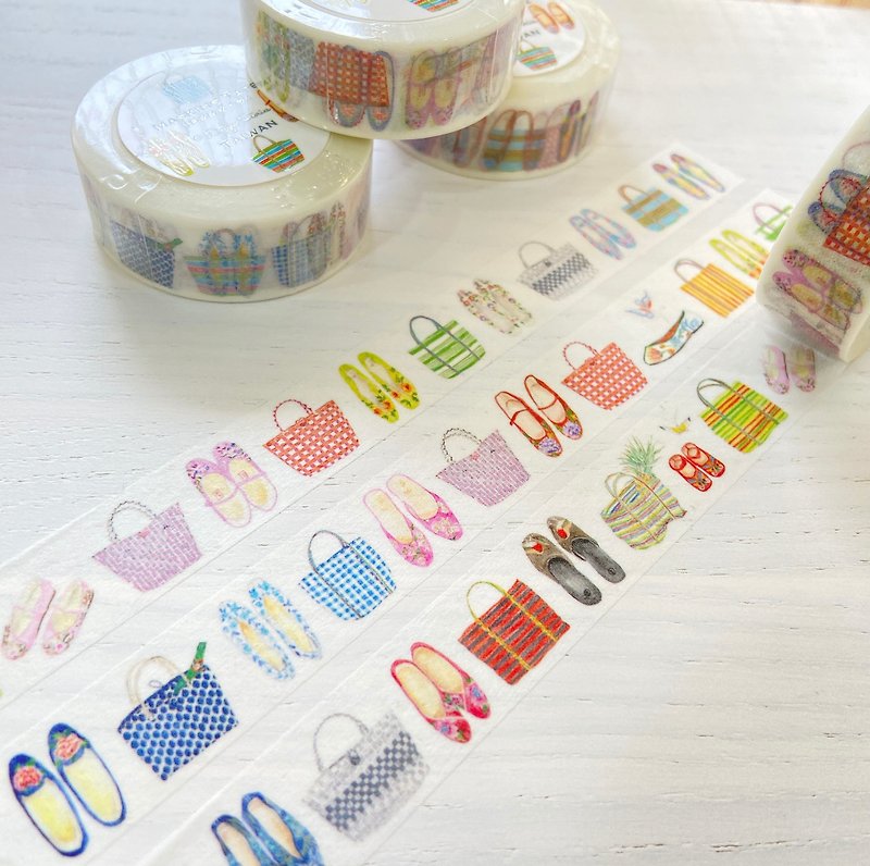 台湾の買い物バッグと刺繍靴のマスキングテープ - マスキングテープ - 紙 多色
