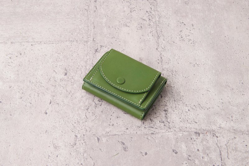 三折迷你短夾 Mini Tri-Fold wallet / 草綠 - 錢包/皮夾/長短夾 - 真皮 綠色