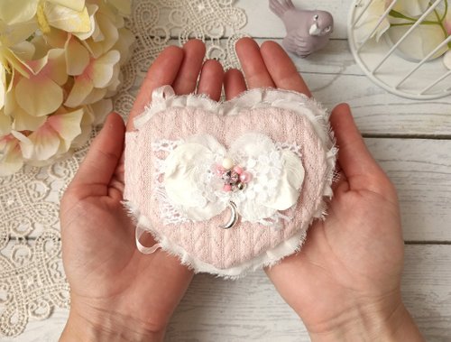junkjournals Pink Fabric Lace Heart junk journal handmade Small woman boudoir notebook 9*11.5