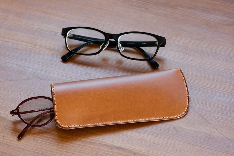 スリムなメガネケース　ブラウン - 眼鏡/眼鏡框 - 真皮 咖啡色