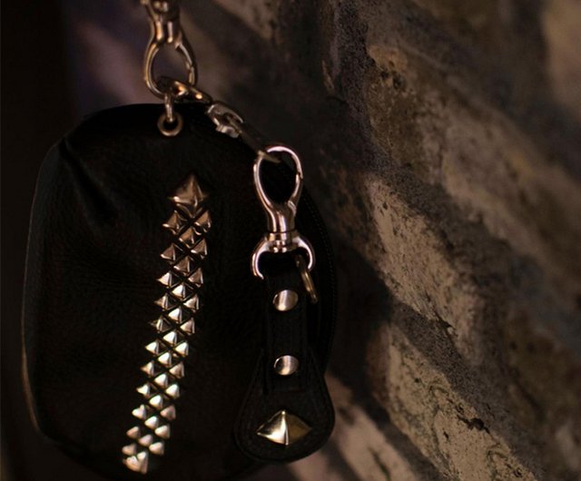 Calee Studs&Embossing Assort Leather Key Ring leather rivet key