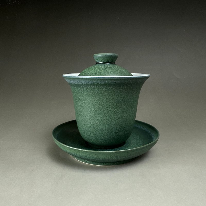 Taiwan Liangshi Meiware [Glaze Change] Covered Bowl - Teapots & Teacups - Pottery Green