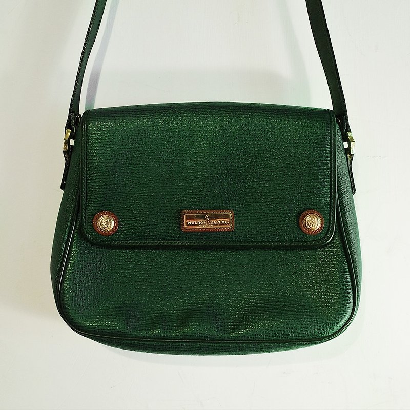 Philippe Charriol Vintage vintage out-of-print cowhide leather side backpack - กระเป๋าแมสเซนเจอร์ - หนังแท้ สีเขียว