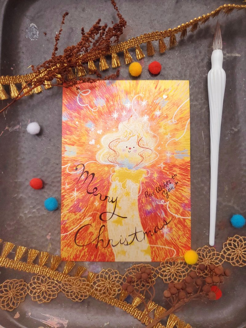 聖誕卡 許願火燭 - 給你溫暖與光的支持 - 心意卡/卡片 - 紙 金色