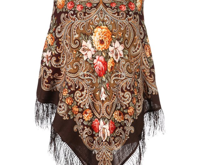 パブロヴォ ポサード ロシア ショール 100% ウール スカーフ 125x125