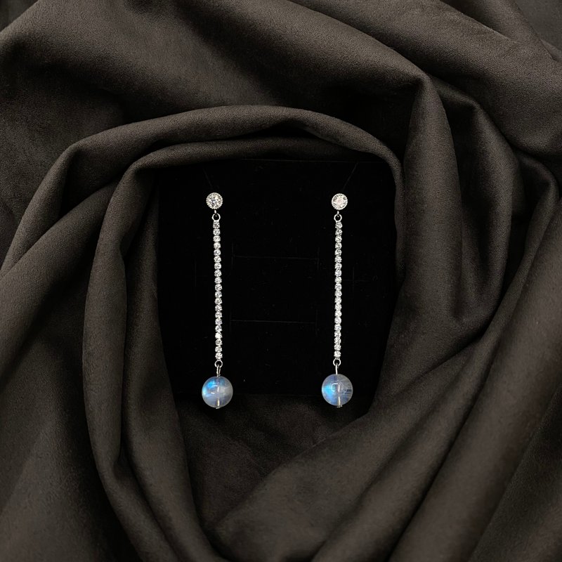 Stone earrings - ต่างหู - คริสตัล สีเงิน