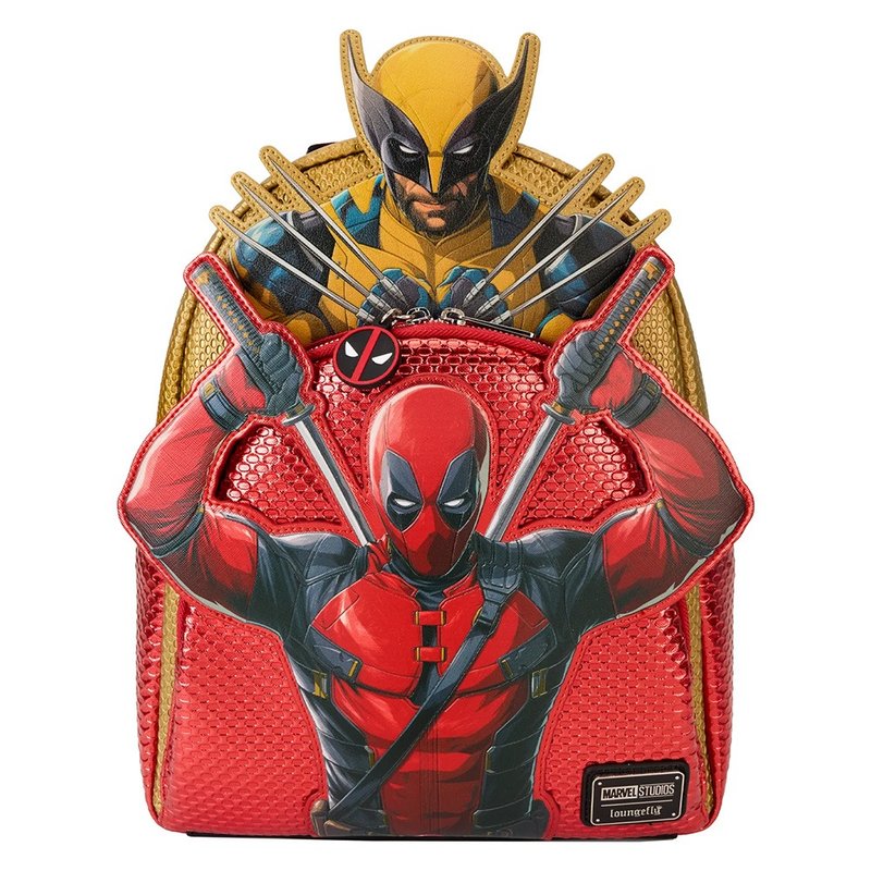 LOUNGEFLY-Deadpool 3 Classic Backpack Deadpool and Wolverine - กระเป๋าเป้สะพายหลัง - หนังเทียม สีแดง