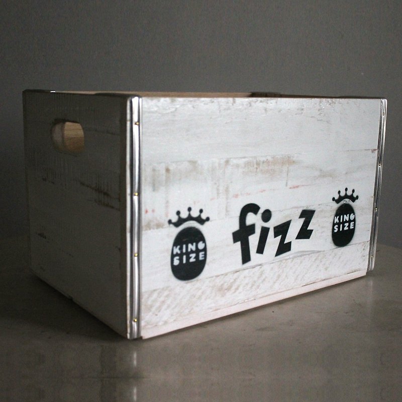 再刻印 1960 年代のソーダ木箱 - フィズ パイナップル ソーダ - 収納用品 - 木製 ホワイト