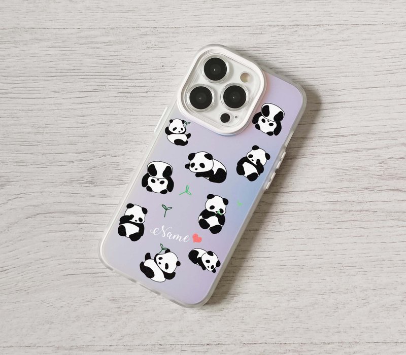免費客製名字熊貓幻彩全包手機殼iPhone 16 15 14  Pro Max plus - 手機殼/手機套 - 塑膠 多色