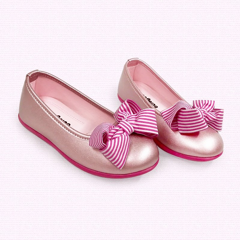 高雅蝴蝶結娃娃鞋 – 時尚公主白色 - 童裝鞋 - 人造皮革 粉紅色