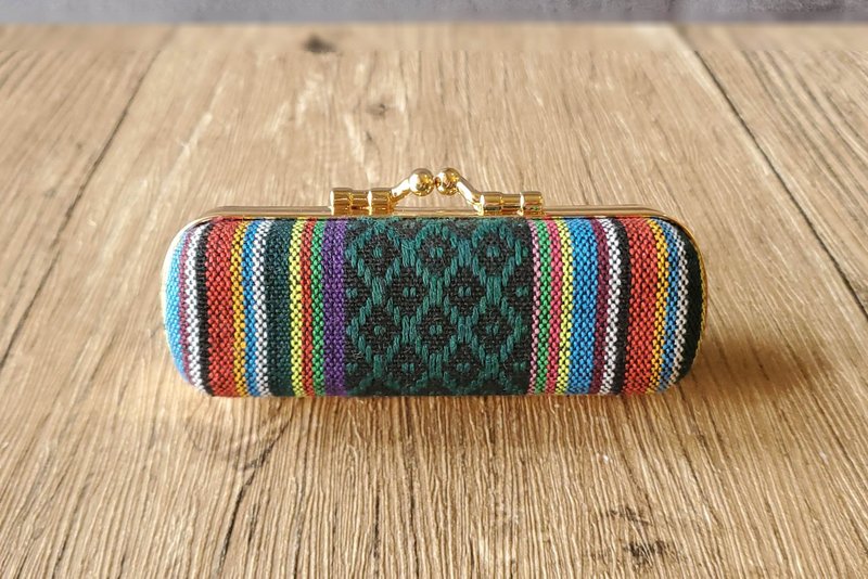 Square rainbow ethnic style/aboriginal tile geometric woven stamp box earphone box - ตราปั๊ม/สแตมป์/หมึก - ผ้าฝ้าย/ผ้าลินิน 