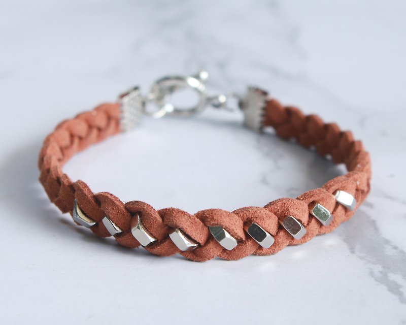 Brown Unisex Friendship Bracelet, Hexagon Geometric Jewelry Gift for Friends - Bracelets - Faux Leather Brown