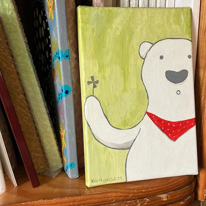 Original painting∣hi White Bear/Awesome opening gift - กรอบรูป - วัสดุอื่นๆ หลากหลายสี