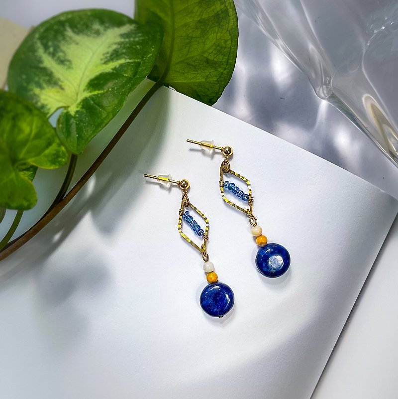 Lapis Wrap Earrings - Earrings & Clip-ons - Copper & Brass Blue
