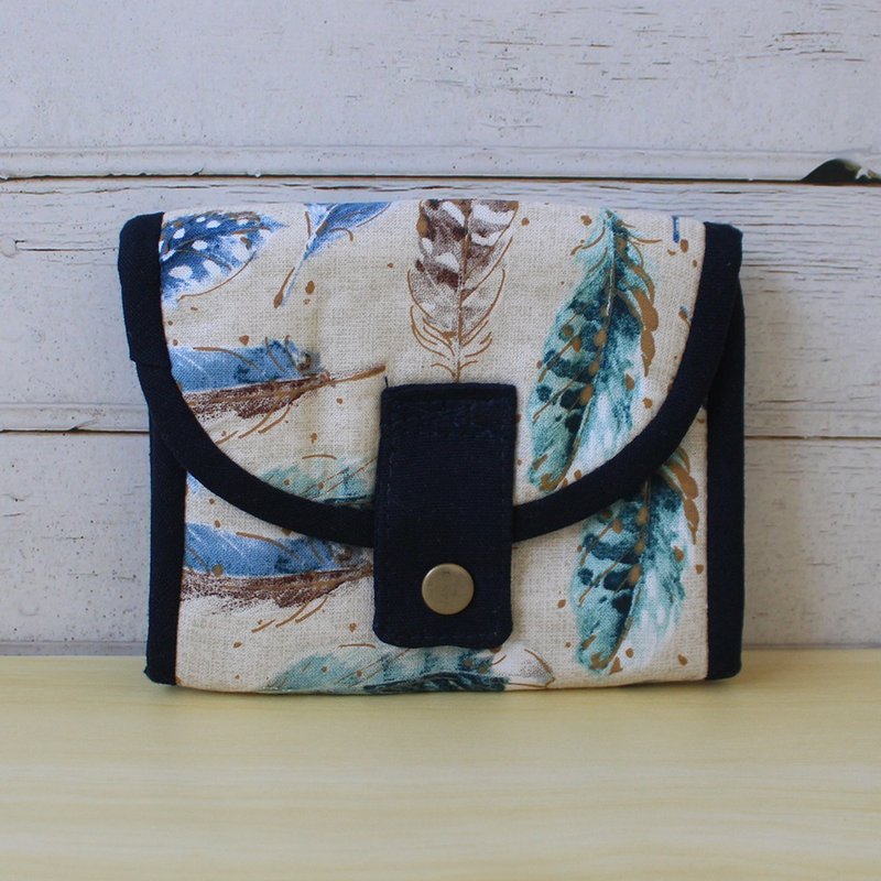 羽毛收納包 / 雜物包 衛生棉包 - 化妝包/收納袋 - 棉．麻 藍色