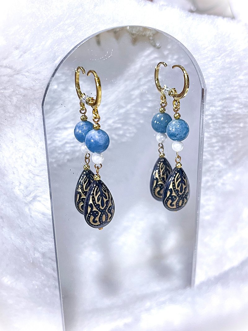 Devil's Aquamarine | 14K Gold Filled Crystal Earrings - Earrings & Clip-ons - Crystal Blue