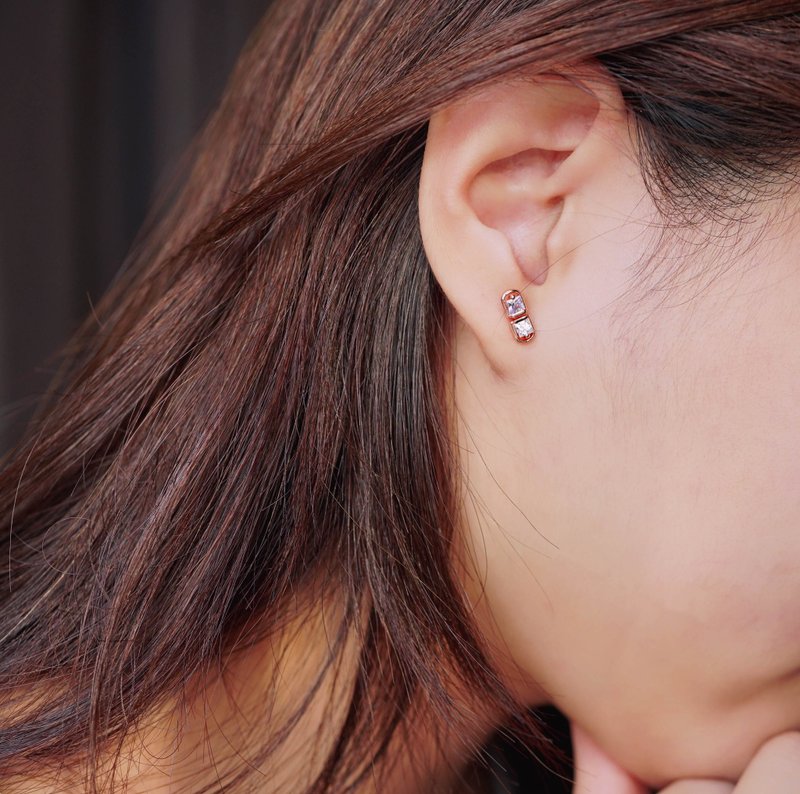 Sprinkle Studs, Silver Candy Earrings | Minimalistic Rosegold Studs - Earrings & Clip-ons - Rose Gold Pink