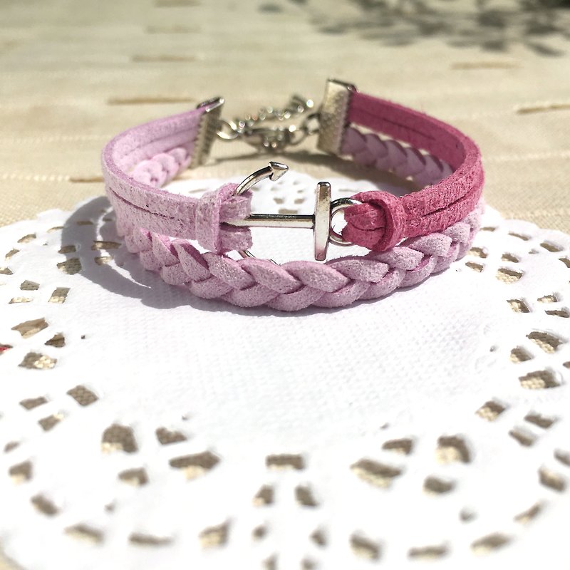 Handmade Double Braided Anchor Bracelets –lavender purple limited - สร้อยข้อมือ - วัสดุอื่นๆ สีม่วง