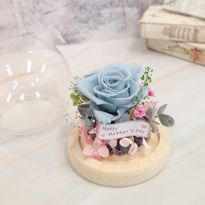 Immortal rose flower glass cup custom non-withering rose flower ceremony birthday gift - ช่อดอกไม้แห้ง - พืช/ดอกไม้ หลากหลายสี