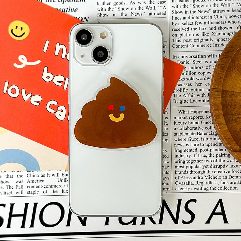 Smile poop grip smartphone acrylic smart tok - อุปกรณ์เสริมอื่น ๆ - อะคริลิค สีนำ้ตาล