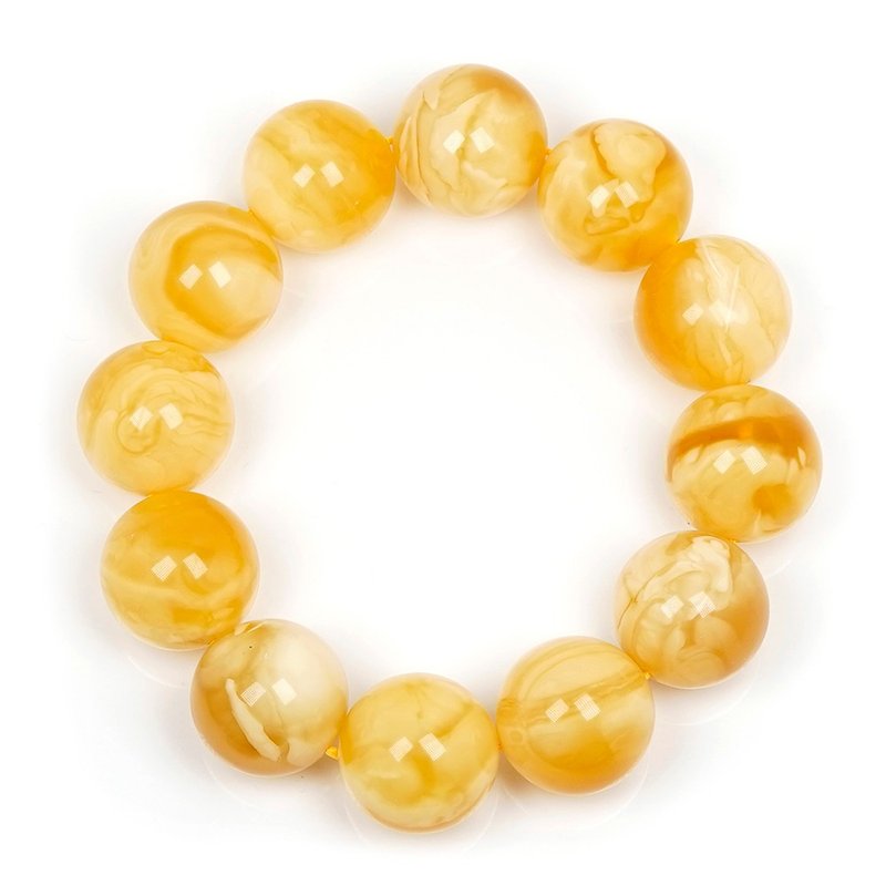 【正佳珠寶】蜜蠟琥珀 蒐藏級妖花白蜜 19.8-20.3mm 妖花蜜蠟手珠 - 手鍊/手環 - 半寶石 多色