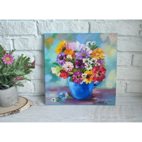 野生の花の絵画 花 オリジナルアート キャンバス 静物画 油絵