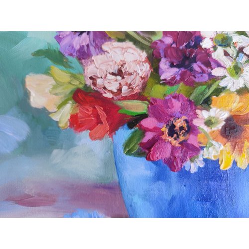 野生の花の絵画 花 オリジナルアート キャンバス 静物画 油絵