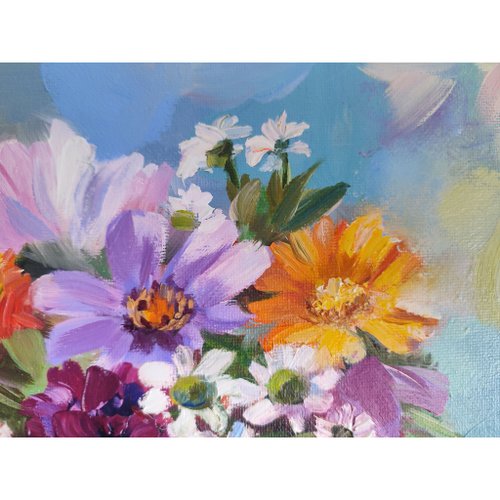 油絵　花の絵 油絵 絵画 【黄色い花の道】 絵画 HR 通販 13826977｜Creema