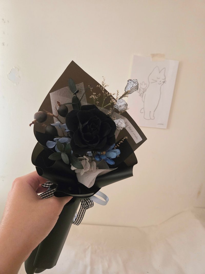 黑玫瑰 聖誕限定。單朵永生玫瑰花束 - 乾燥花/永生花 - 植物．花 