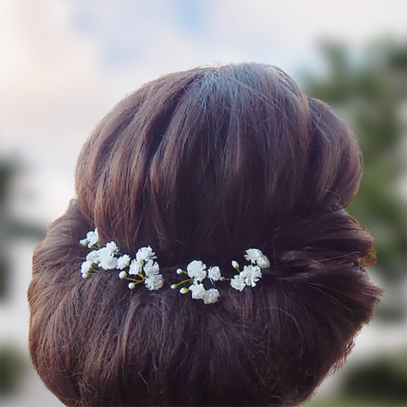 Baby breath flower hair pins Floral hair clips Bridal hair piece Gypsophila - เครื่องประดับผม - วัสดุอื่นๆ หลากหลายสี