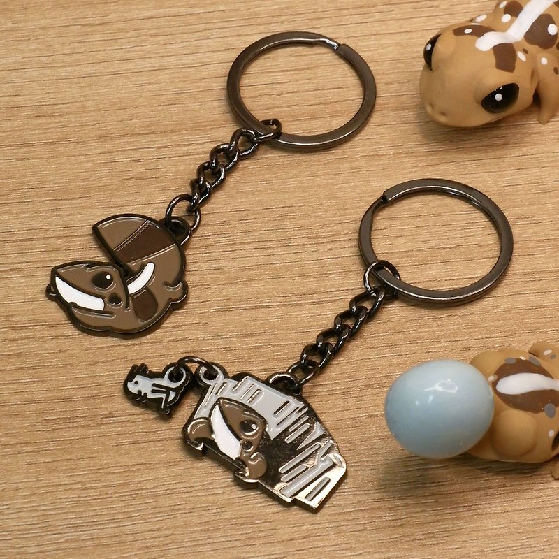 Cute Gecko Soft Enamel Keychain Badge Set - Brown (5pcs) - เข็มกลัด/พิน - โลหะ สีนำ้ตาล