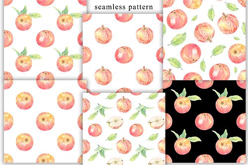 KliuyenkovaArt Watercolor Apple Leave Pattern Seamless. Print for wallpaper, textile design