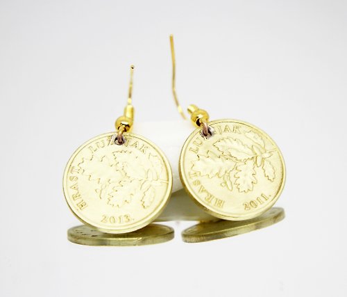 CoinsRingsUkraine Mini Coin Earrings Coin Drop Earrings Ancient Coin Jewelry Tiny Coin Earrings