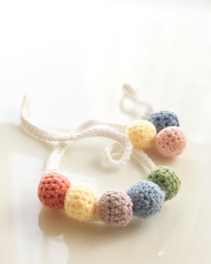 【Rainbow Pom Pom】Handmade Pet Necklace / Collar Hand Crocheted - Collars & Leashes - Cotton & Hemp Multicolor