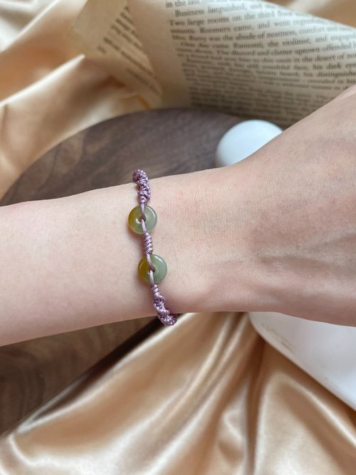 翡翠設計館 / 賞翠•玩翠 EXE Jewelry 秋香飄蜜雙平安扣翡翠手繩 手鍊 |天然瓜地馬拉翡翠